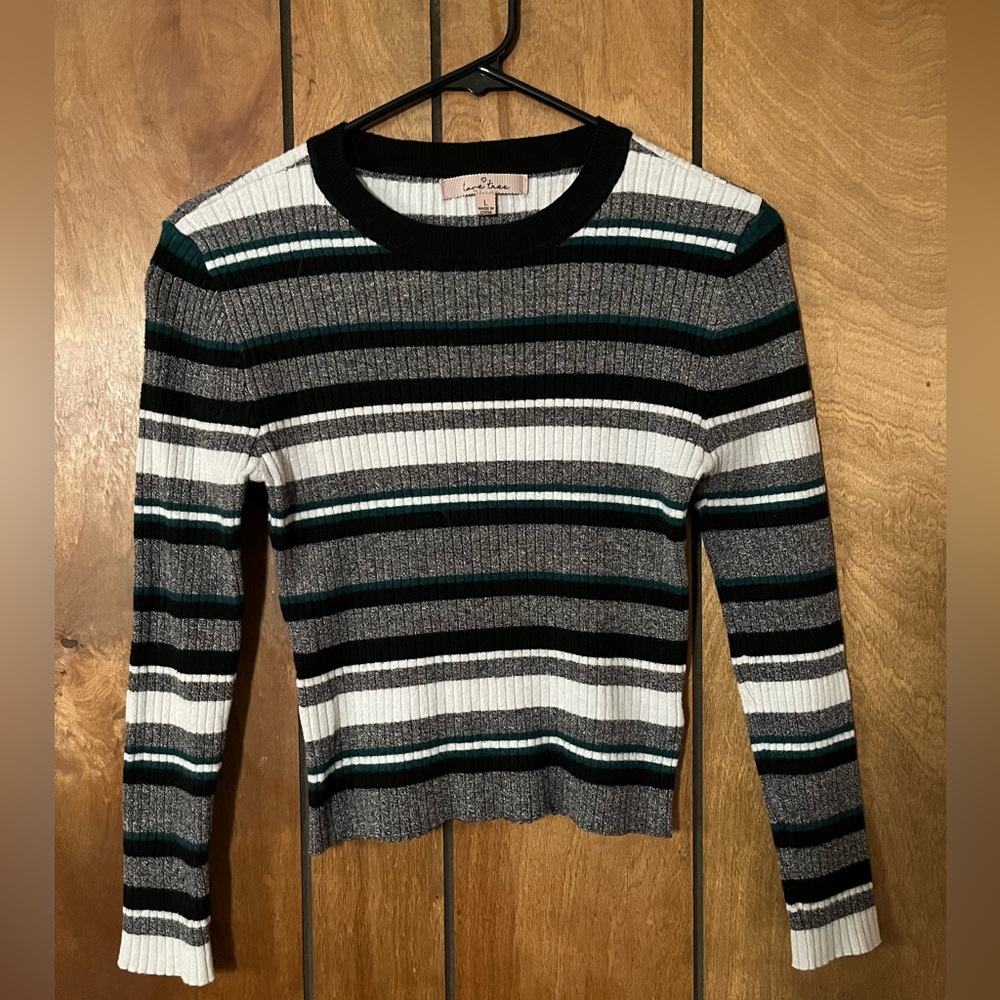 Girls Love Tree Striped Sweater